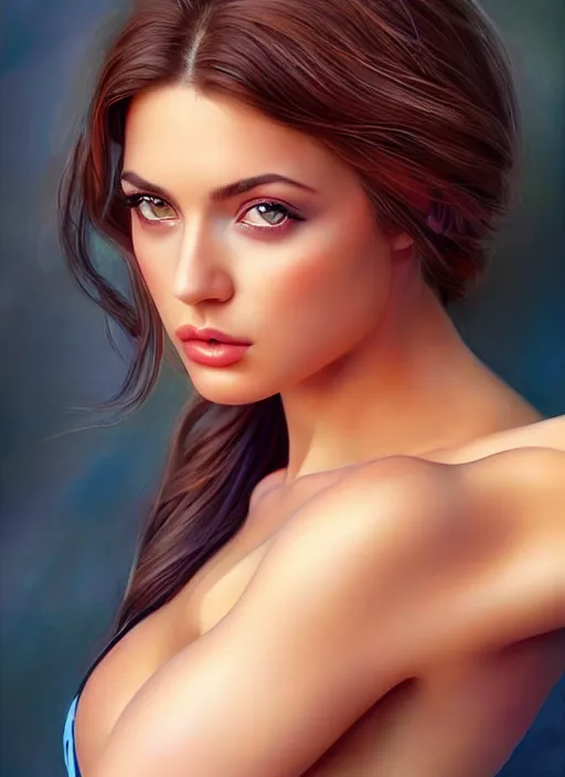 Image similar to a gorgeous greek female photo, professionally retouched, cool colors, soft lighting, realistic, smooth face, full body shot, torso, dress, perfect eyes, sharp focus on eyes, 8 k, high definition, insanely detailed, intricate, elegant, art by artgerm and j scott campbell