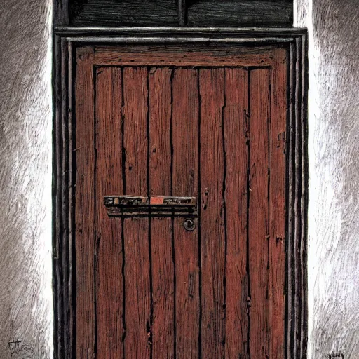 Prompt: a broken wooden door, by Gerald Brom, realistic, detailed, trending on art station