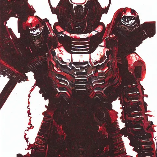 Image similar to doom slayer, painted by tsutomu nihei, painted by stanley lau