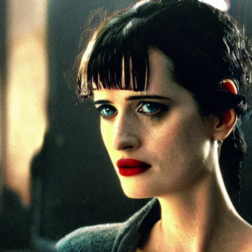 Image similar to a movie still of eva green in blade runner