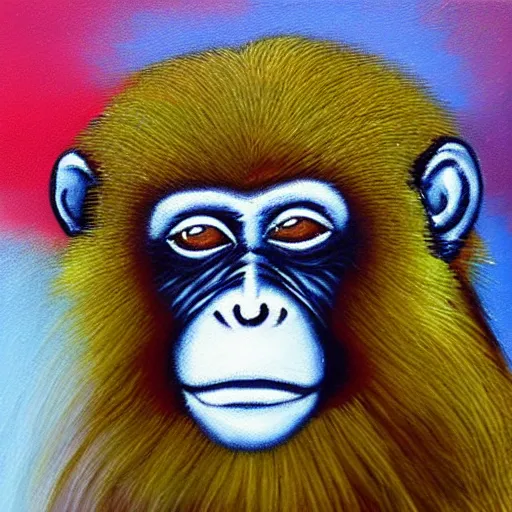 Prompt: five star award winning monkey Oil Painting
