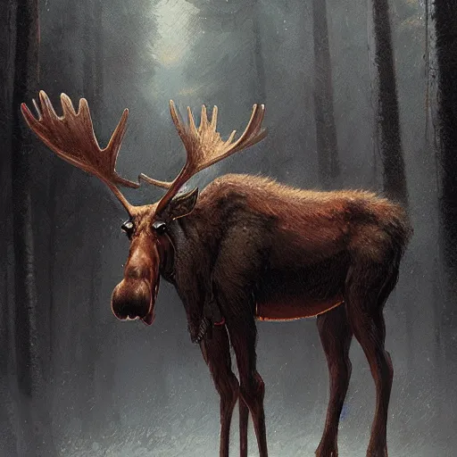 Prompt: anthropomorphic moose man by greg rutkowski