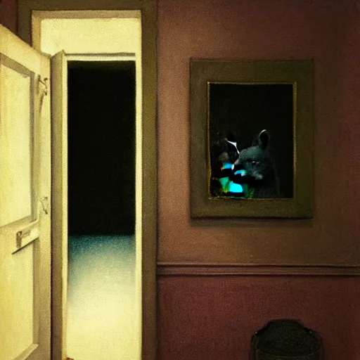 Prompt: close up of a black unicorn in a liminal hotel room, watercolor by gottfried helnwein, by hammershøi, art noveau, highly detailed, lights by edward hopper, liminal, eerie, bright pastel colors