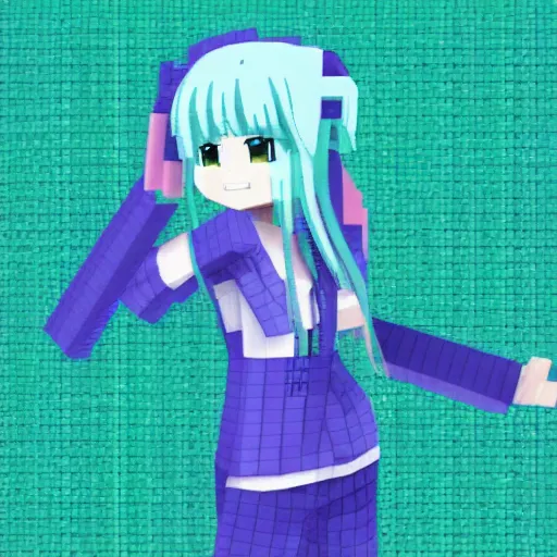 Image similar to hatsune miku minecraft