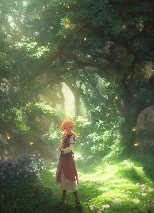 Image similar to a portrait of the emerald herald in the garden, intricate, tone mapped, ambient lighting, highly detailed, digital painting, concept art, sharp focus, by makoto shinkai and akihiko yoshida and hidari and wlop