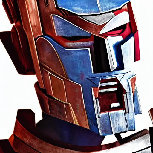 Image similar to A man that looks like Optimus prime, 4k, self portrait