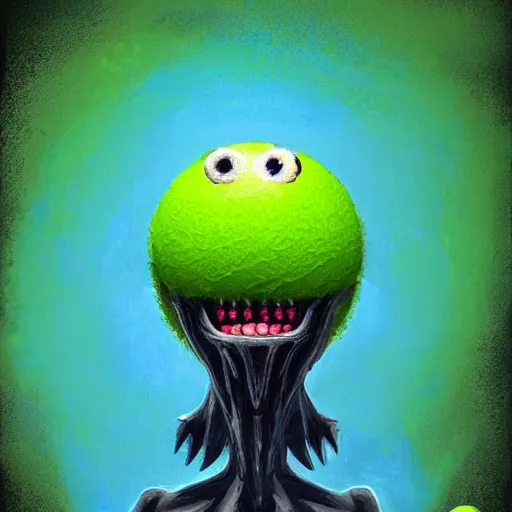 Image similar to a tennis ball monster, digital art, fantasy, magic, trending on artstation, ultra detailed, professional illustration by Basil Gogos