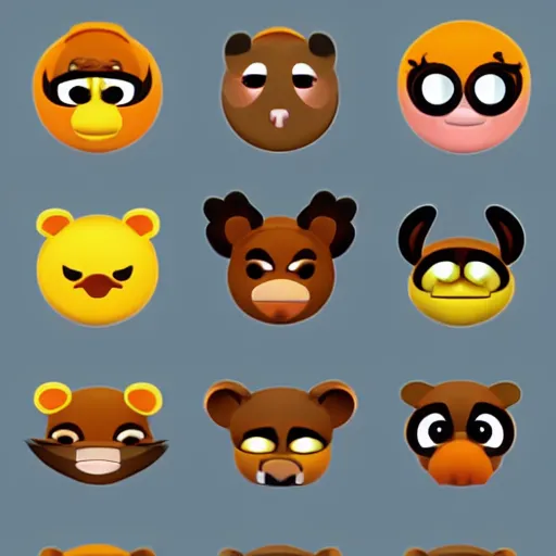 Image similar to funny jungle animals emoji collection, ArtStation, sharp focus, 4k