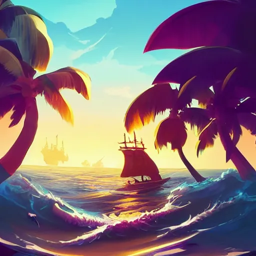 Image similar to painting treasure on sea of thieves game smooth median photoshop filter cutout vector, behance hd by jesper ejsing, by rhads, makoto shinkai and lois van baarle, ilya kuvshinov, rossdraws global illumination