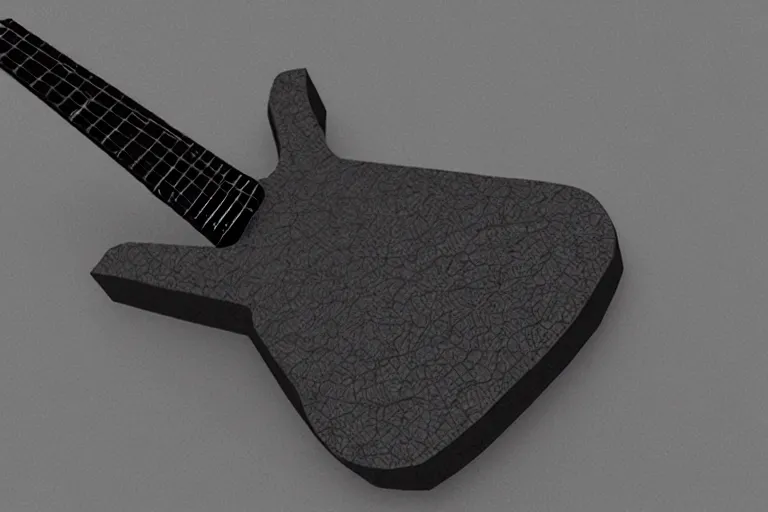 Image similar to junji ito guitar, 3d render