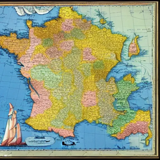 Prompt: map of france, fantasy