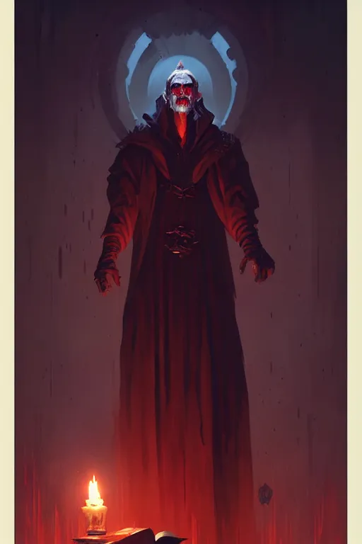Image similar to greg rutkowski poster. necromancer