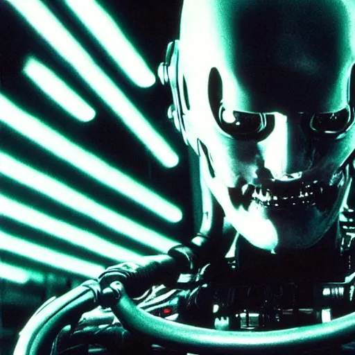 Image similar to movie still of a cool cyborg, cinematic composition, cinematic light, by wes craven