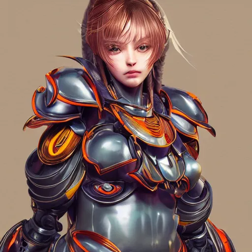 Image similar to studio portrait of lawful good colorful female holy mecha paladin absurdly beautiful, elegant, young sensual graceful woman, ultrafine hyperrealistic detailed face illustration by kim jung gi, irakli nadar, intricate linework, sharp focus, bright colors, matte, octopath traveler, final fantasy, unreal engine highly rendered, global illumination, radiant light, intricate environment