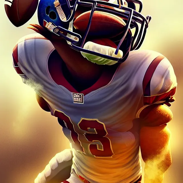 Prompt: epic professional digital art of 🏈 🍗 🚀 🤔, best on artstation, cgsociety, wlop, Behance, pixiv, astonishing, impressive, outstanding, epic, cinematic, stunning, concept art, gorgeous, much detail, much wow, masterpiece, art nouveau, surreal.