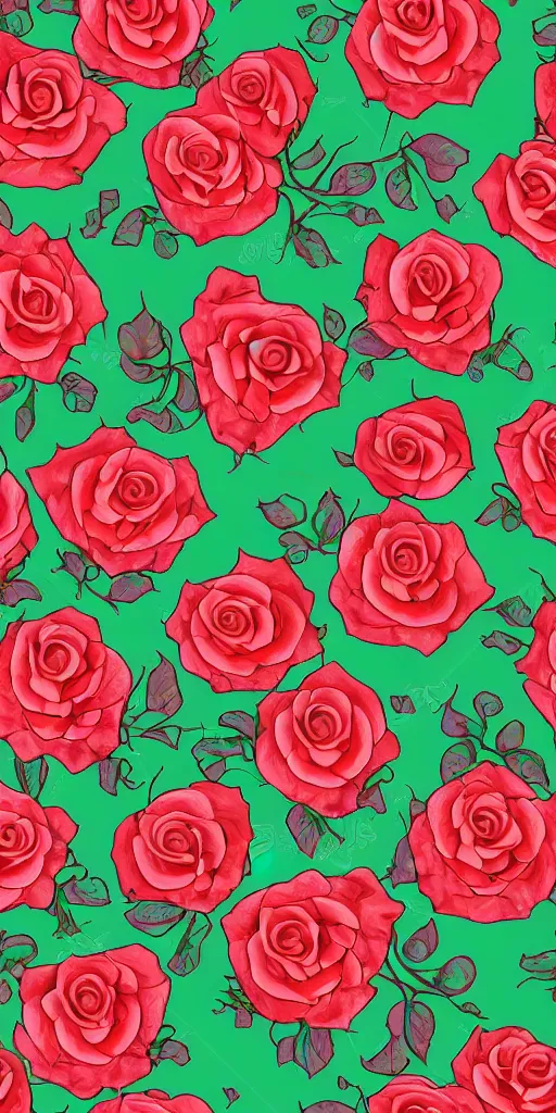 Image similar to seamless pattern of beautiful roses with leaves and throns, colourful, symmetrical, repeating 35mm photography