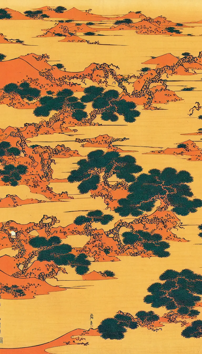 Image similar to saharan desert by hokusai