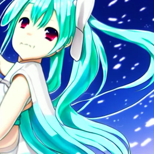 Prompt: hatsune miku pregnant with triplets at 4 0 weeks, baby movings in belly, anime art, trending on pixiv