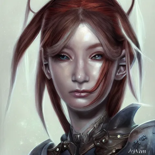 Image similar to portrait of a female elf orc by ayami kojima, she is about 2 0 years old, american pretty, copper hair, annoying but friendly, she is wearing a modern tactical gear, scifi, highly detailed portrait, digital painting, artstation, concept art, smooth, sharp foccus ilustration, artstation hq