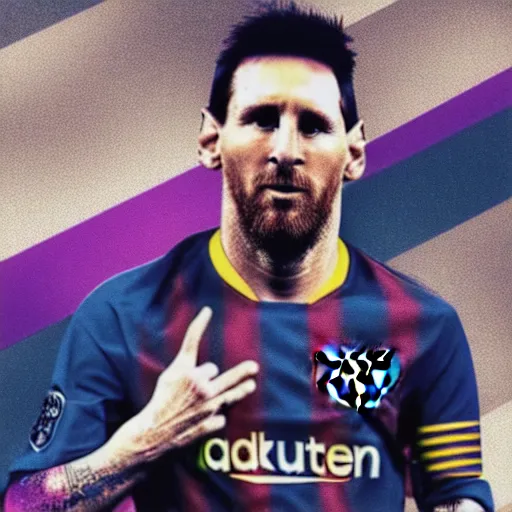 Image similar to messi, cyberpunk aesthetic, soccer, bright