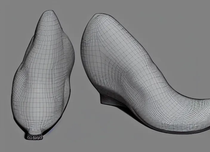 Image similar to shoe in the shape salvador dali, 3 d rendering, studio light