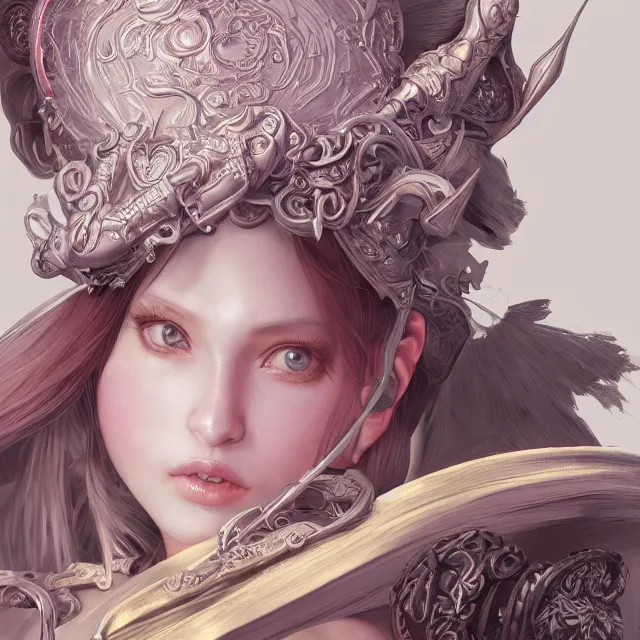 Image similar to studio portrait of neutral good colorful female cleric bard healer as absurdly beautiful, elegant, young sensual gravure idol, ultrafine hyperrealistic detailed face illustration by kim jung gi, irakli nadar, intricate linework, sharp focus, bright colors, matte, octopath traveler, final fantasy, unreal engine highly rendered, global illumination, radiant light, intricate environment