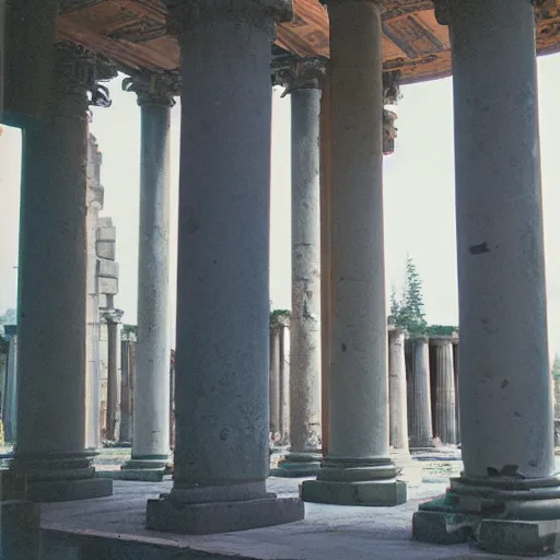 Prompt: ruins of temple of neptune fallen columns kodak portra 4 0 0