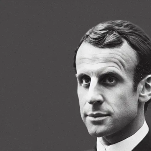 Image similar to photograph of emmanuel macron, male, 1 9 0 0 s, 1 9 1 0 s, grainy, slightly blurry, faded, realistic face