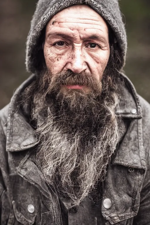 Image similar to Photo of Native Russian man Keeanu Reevees, portrait, skilled homeless, realistic, detailed, Keeanu Reevees, photorealistick, Sony A7R