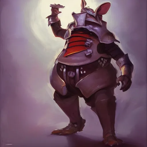 Image similar to greg manchess portrait painting of partially armored doormouse from alice in wonderland as overwatch character, medium shot, asymmetrical, profile picture, organic painting, sunny day, matte painting, bold shapes, hard edges, street art, trending on artstation, by huang guangjian, gil elvgren, ruan jia, randy vargas, greg rutkowski