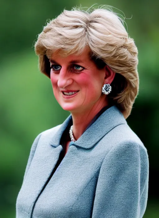 Image similar to DSLR photo portrait still of 61 year old age 61 Princess Diana at age 61!!!, 85mm f1.8