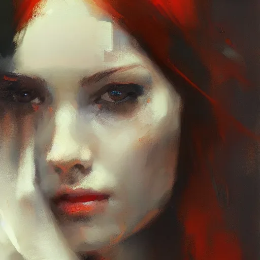 Prompt: portrait of an attractive redhead female by jeremy mann, detailed, 4 k