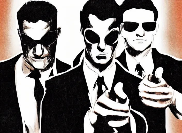 Image similar to portrait of tommy tallarico dressed as agent smith from the matrix surrounded by multiple tommy tallarico dressed as agent smith from the matrix with matrix filter