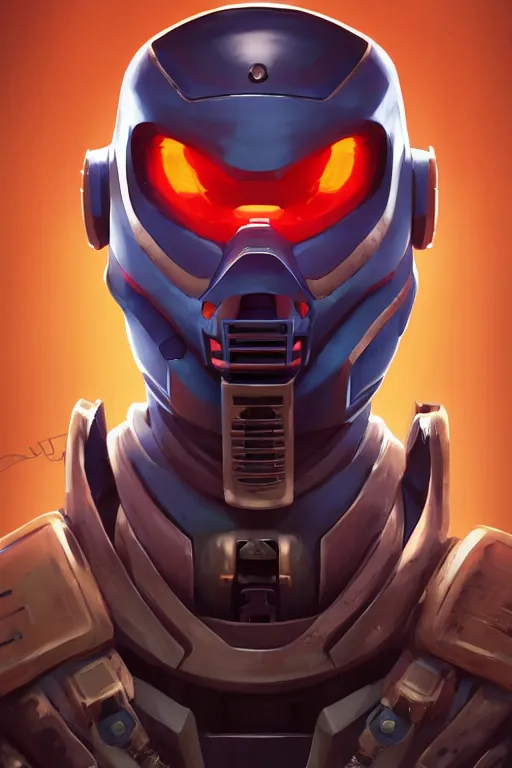 Image similar to epic mask helmet robot ninja portrait stylized as fornite style game design fanart by concept artist gervasio canda, behance hd by jesper ejsing, by rhads, makoto shinkai and lois van baarle, ilya kuvshinov, rossdraws global illumination radiating a glowing aura global illumination ray tracing hdr render in unreal engine 5