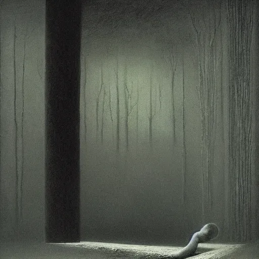 Image similar to liminal space, spooky familiar feeling, odd, place, backrooms by zdzislaw beksinski