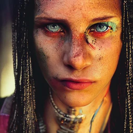 Prompt: closeup portrait of a cyberpunk princess in smoky cyberpunk new york, by Steve McCurry and David Lazar, natural light, detailed face, CANON Eos C300, ƒ1.8, 35mm, 8K, medium-format print