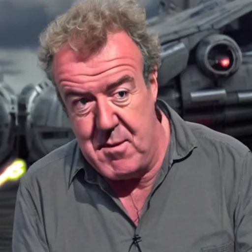 Image similar to Jeremy Clarkson reviewing a Tie Fighter, Star wars, Top Gear, 8k, high quality