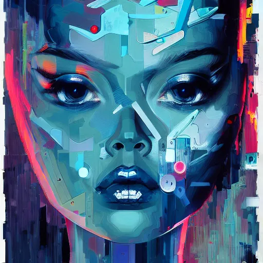 Prompt: palette knife glitch artwork of a cybernetic princess, sharp focus, by james jean, by rossdraws, frank franzzeta, sakimichan, mcbess, rutkowski