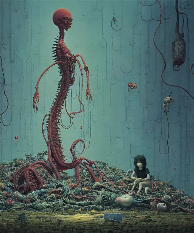 Image similar to early colour 8k photo of the miracle of life by Goro Fujita and Simon Stalenhag, by H.R.Giger, Vania Zouravliov, by Ayami Kojima, Amano, Takato Yamamoto