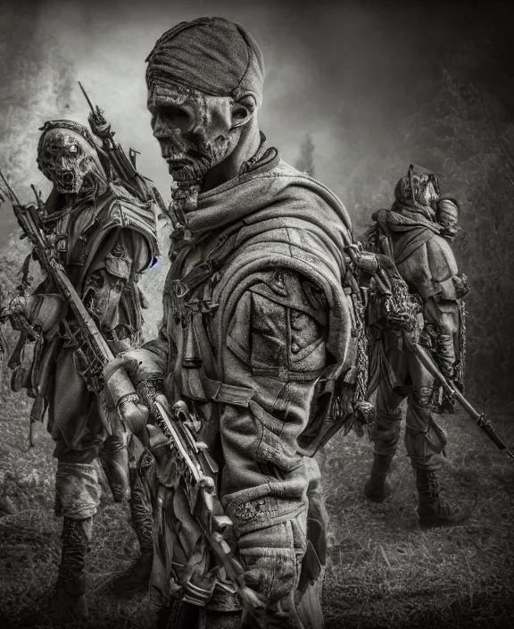 Prompt: poor infantry. dark atmosphere. fantasy style. highly detailed 8 k. intricate. lifelike. soft light. nikon d 8 5 0.