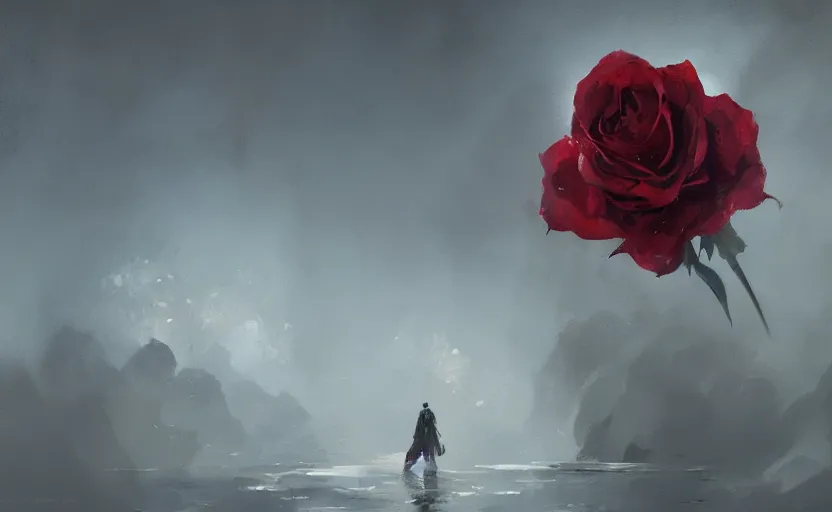 Prompt: A painting of a rose trending on artstation in the style of Greg Rutkowski