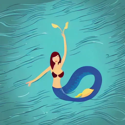 Image similar to Full body mermaid swimming in the sea, Anthropomorphic, highly detailed, colorful, illustration, smooth and clean vector curves, no jagged lines, vector art, smooth