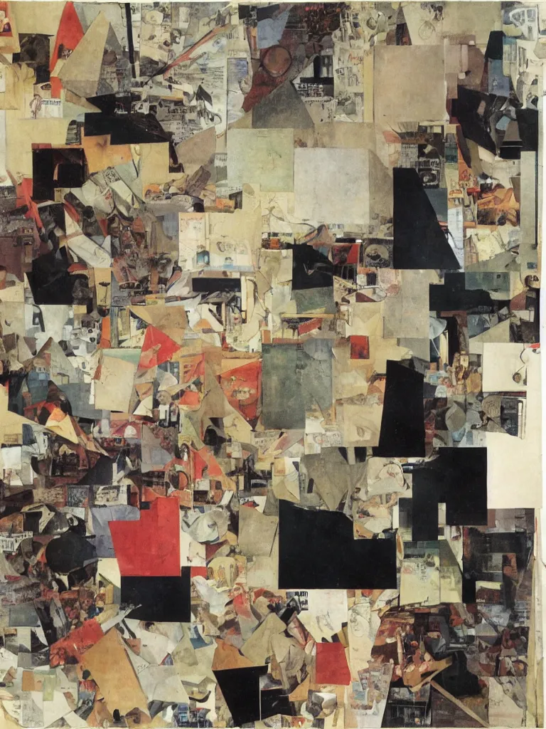 Prompt: collage by kurt schwitters, aesthetically pleasing color tones