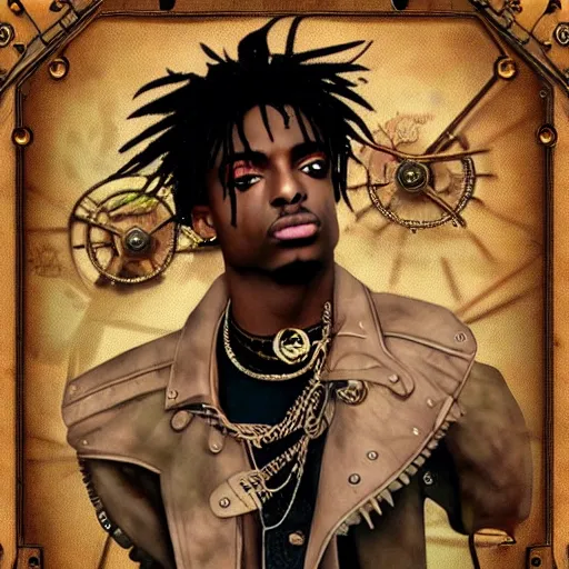 Image similar to playboi carti in steampunk style digital art 4 k the detailed super realistic