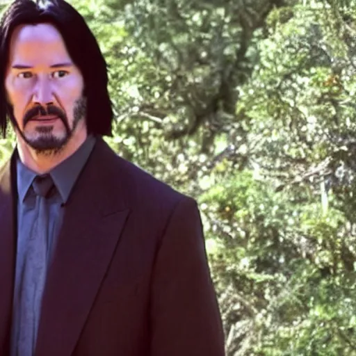 Image similar to A still of Keanu Reeves as Winnie the Pooh