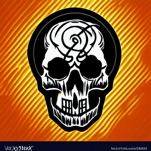 Image similar to death metal themed skull shaped microphone vector logo for a record label, dark, horrorcore, grunge, golden ratio