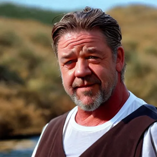 Prompt: Russel Crowe on a steamboat