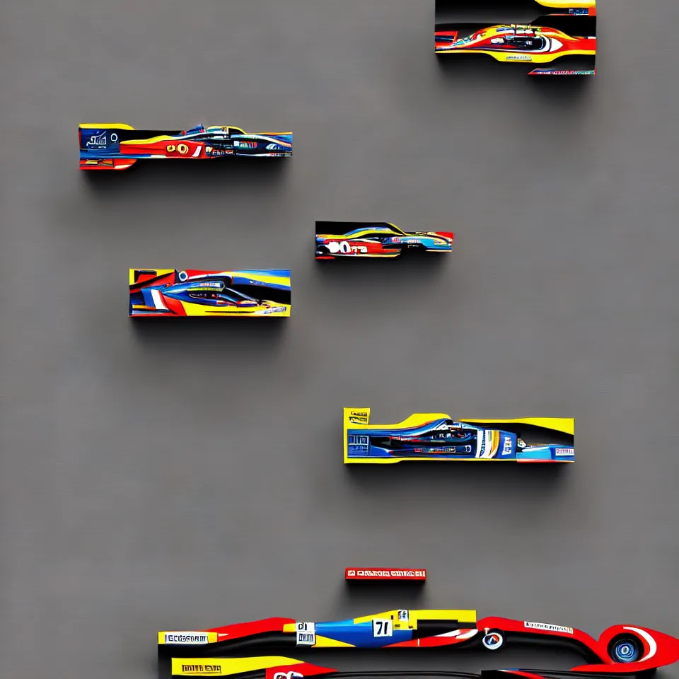 Image similar to top view of a oil painting car racing poster