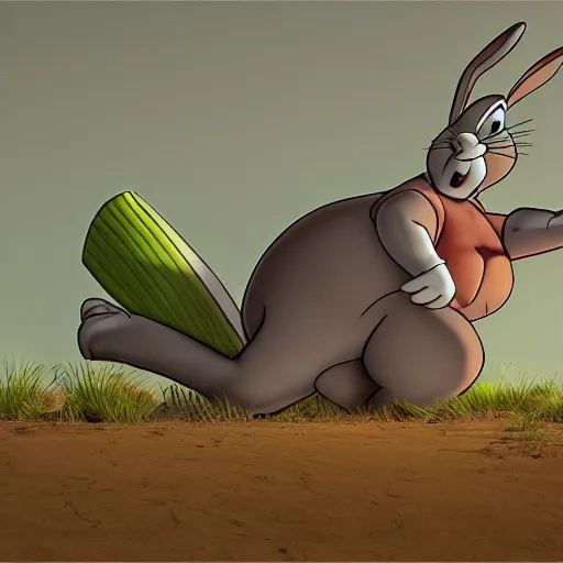 Prompt: Big chungus, Obese Bugs Bunny, super detailed, micro details, realism, HDR photo, 16k