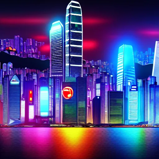 Image similar to a realistic painting of cyberpunk hong kong, many huge signs, ultra hd wallpaper, 4 k